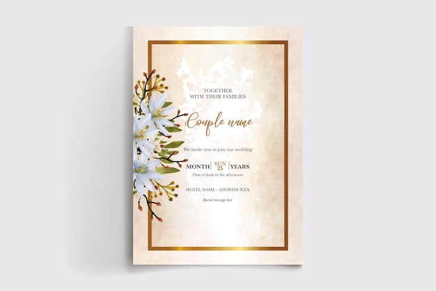 Plantillas de tarjeta de invitación floral de boda