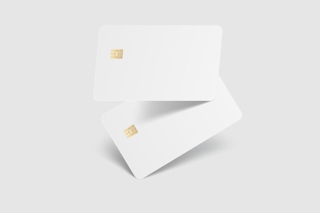 Plantillas de tarjetas de crédito de plástico vectoriales realistas Tarjeta de débito en blanco con tarjeta con chip en el fondo Diseño vacío de maqueta para negocios en línea y pago de tecnología financiera concepto de pago digital