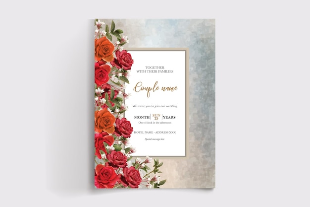 Vector plantillas de tarjetas de invitación floral de boda