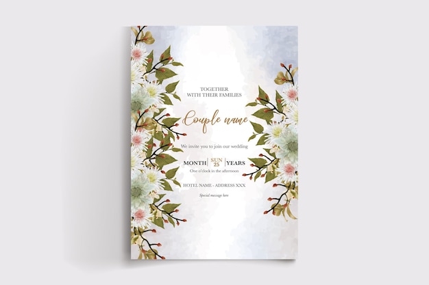 plantillas de tarjetas de invitación floral de boda