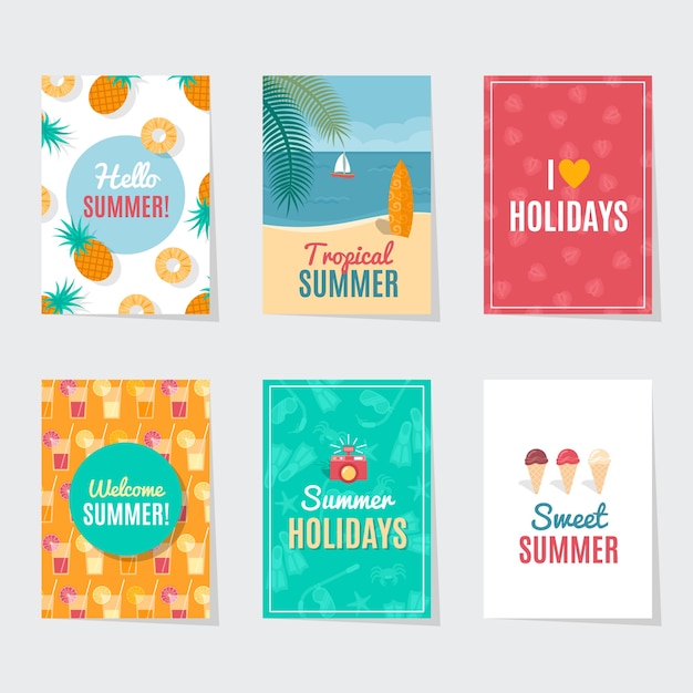 Vector plantillas de tarjetas de verano