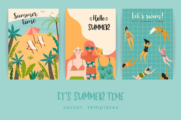 Plantillas del vector con la ilustración de verano divertido.