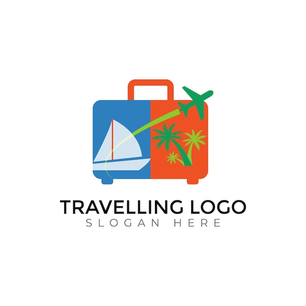 Plantillas vectoriales creativas de viajes tipografía abstracta diseño de logotipo colorido