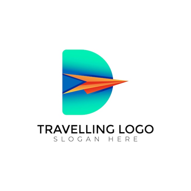 Plantillas vectoriales creativas para viajes tipografía abstracta diseño de logotipo de letras coloridas