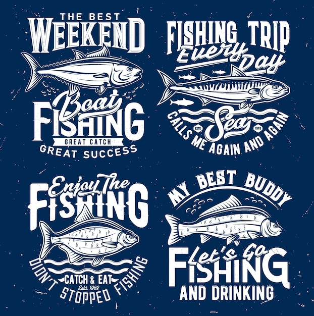 Plantillas vectoriales de impresión de camisetas deportivas de pesca