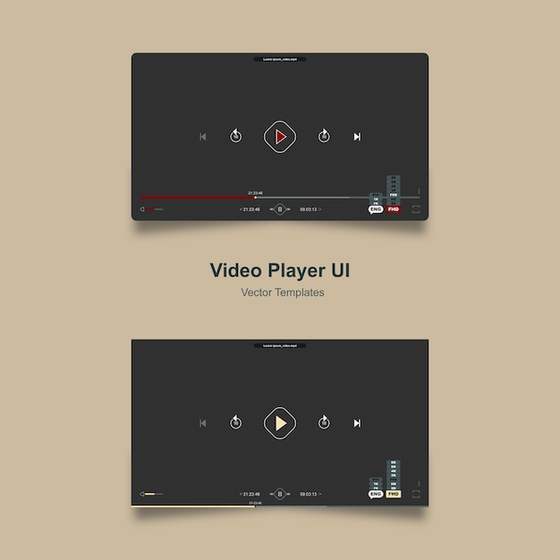 Plantillas vectoriales de interfaz de usuario de reproductor de video