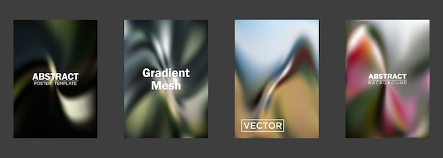 Plantillas vectoriales de póster con fondos de malla de degradado abstracto