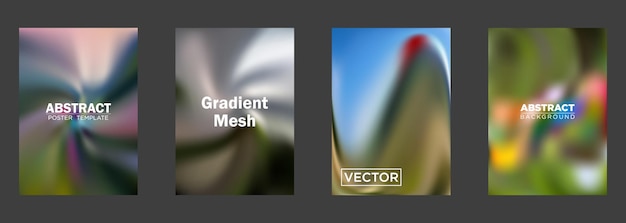 Plantillas vectoriales de póster con fondos de malla de degradado abstracto