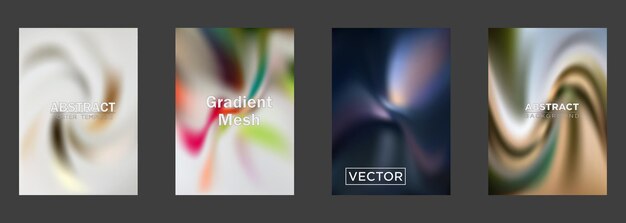 Plantillas vectoriales de póster con fondos de malla de degradado abstracto