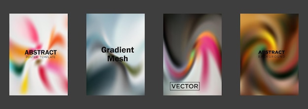 Plantillas vectoriales de póster con fondos de malla de degradado abstracto