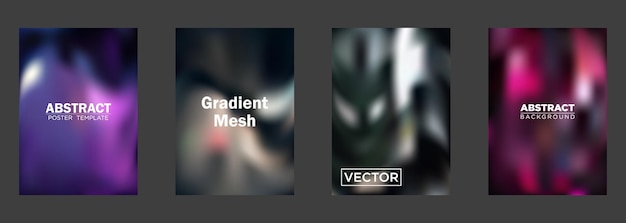 Plantillas vectoriales de póster con fondos de malla de degradado abstracto