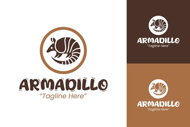 Plantillas versátiles de logotipo de armadillo marrón y beige para marcas comerciales personalizables