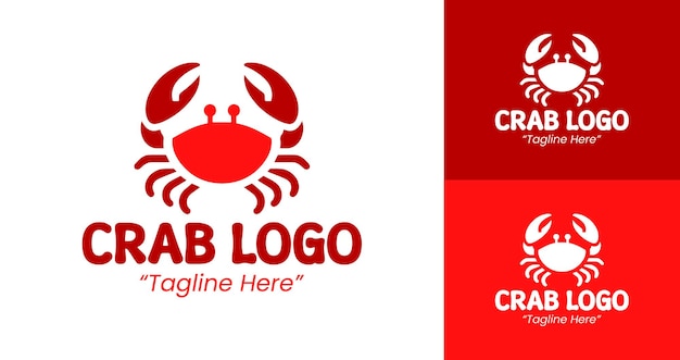 Plantillas versátiles de logotipo de cangrejo en rojo y negro para soluciones de marca e identidad empresarial