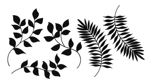 Plants silhouette element set vector illustration