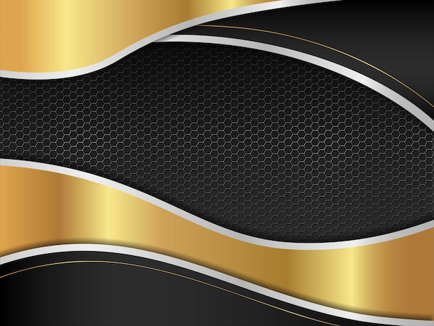 Plata abstracta con diseño vectorial editable de fondo moderno dorado y negro