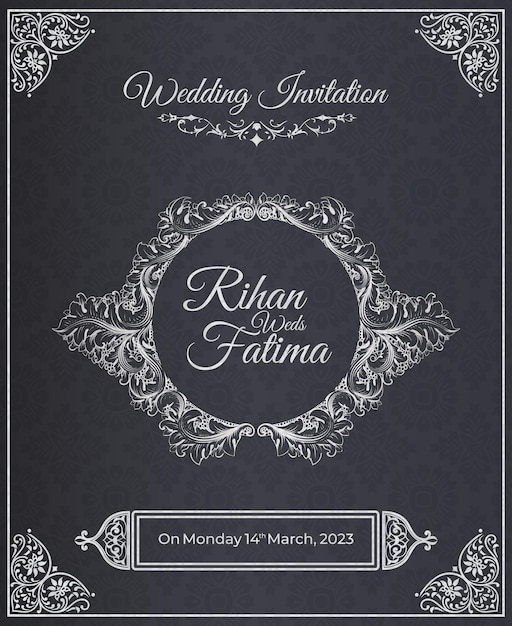 Plata elegante en tarjeta de invitación de boda