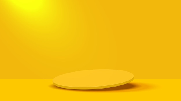 Plataforma amarilla inclinada decorada con focos en fondo amarillo de la pared Ilustración vectorial