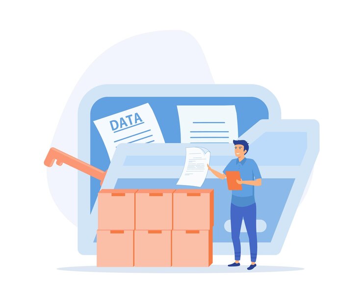 Vector plataforma de análisis de big data gestión y protección de datos sala de centro de datos infraestructura de disco información empresarial seguridad vector plano ilustración moderna