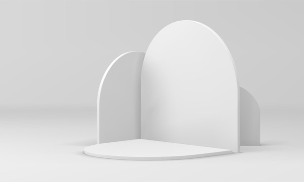 Vector plataforma de construcción de semicírculo de podio 3d blanco vector de etapa de mercancía minorista de base básica