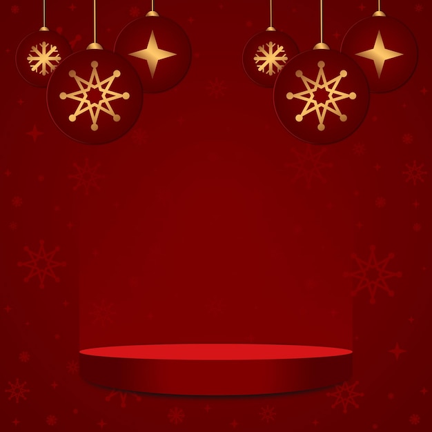 Plataforma de estudio navideño para exhibición de productos.