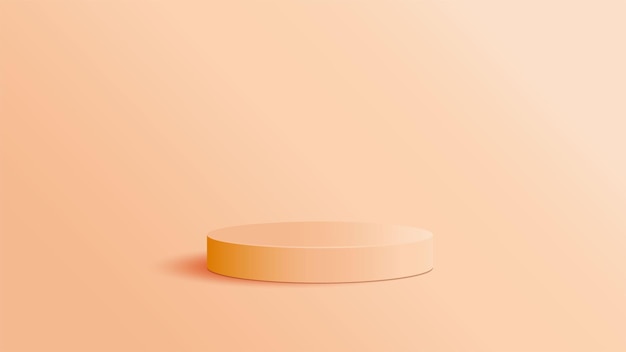 Plataforma de exhibición de productos con un pedestal de podio mínimo de cilindro naranja para el producto