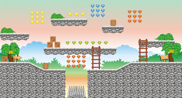 Plataforma y fondo de tileset para crear un juego móvil