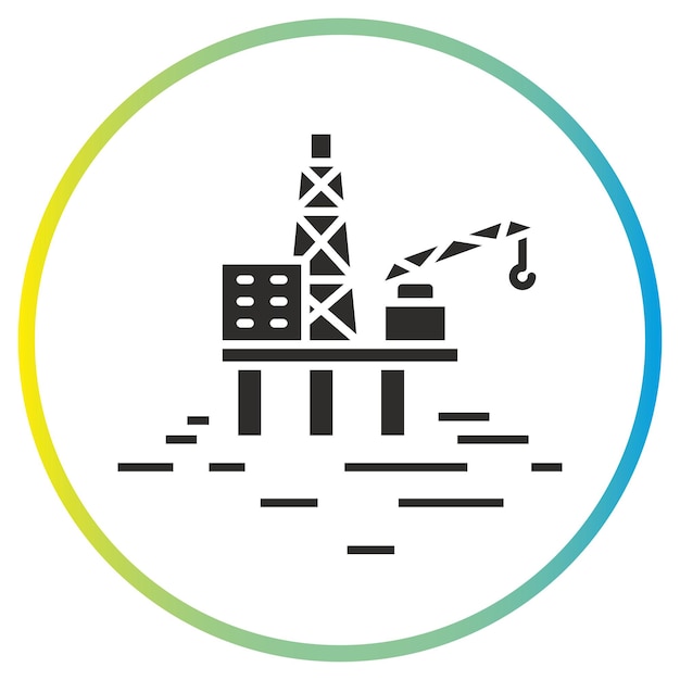 Plataforma de petróleo o gas en el mar icono símbolo de jack plano en alta mar