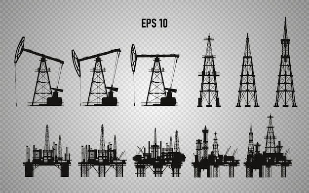 Vector plataformas petrolíferas. producción de petróleo. ilustración