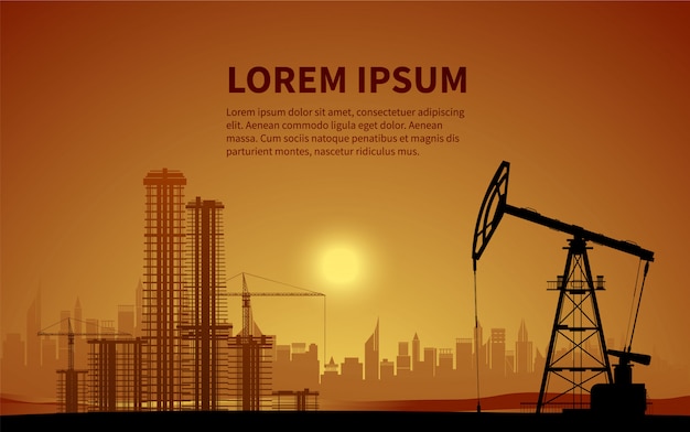 Plataformas petrolíferas. producción de petróleo. ilustración