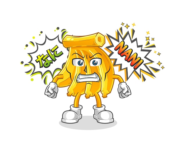 Plátano animado personaje de dibujos animados vector enojado