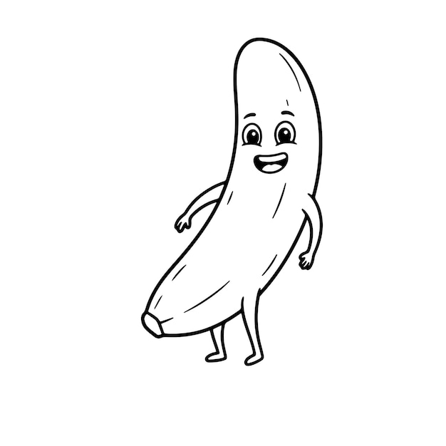 plátano conmocionado triste feliz enojado volando página de colorear ilustración vectorial pegatina del logotipo de la fruta