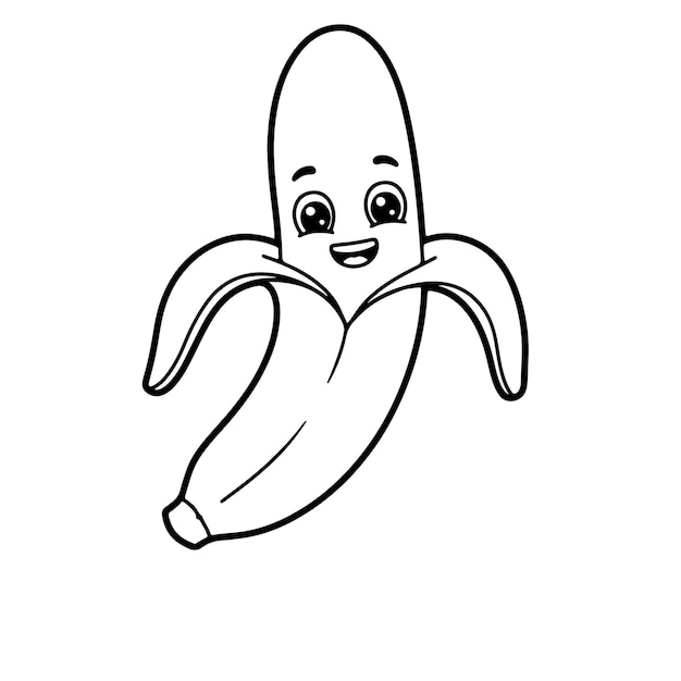 plátano conmocionado triste feliz enojado volando página de colorear ilustración vectorial pegatina del logotipo de la fruta