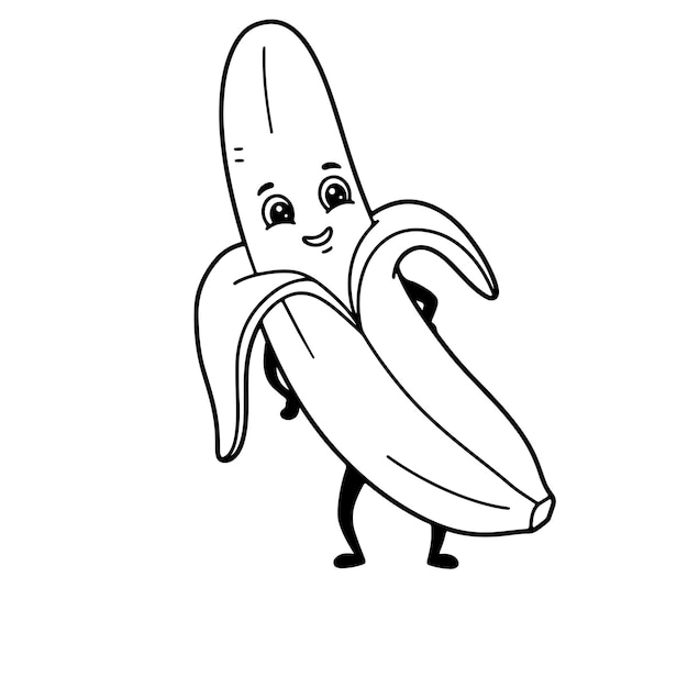 plátano conmocionado triste feliz enojado volando página de colorear ilustración vectorial pegatina del logotipo de la fruta