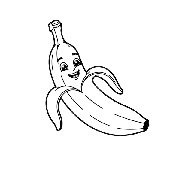 plátano conmocionado triste feliz enojado volando página de colorear ilustración vectorial pegatina del logotipo de la fruta