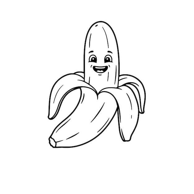 plátano conmocionado triste feliz enojado volando página de colorear ilustración vectorial pegatina del logotipo de la fruta