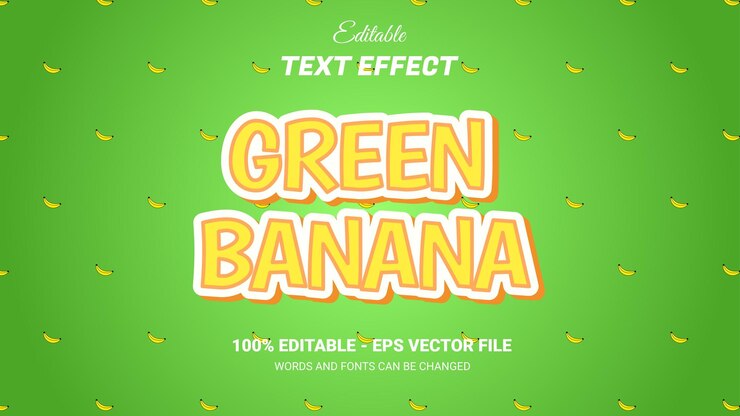Vector plátano efecto de texto editable estilo 3d