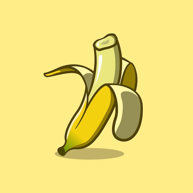 Plátano mordido lindo concepto de ilustración en estilo de dibujos animados sobre fondo aislado