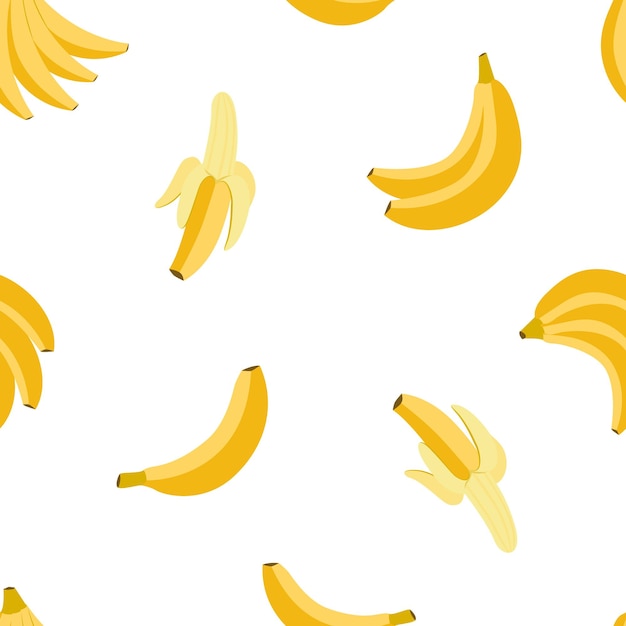 Plátano de patrones sin fisuras Racimo de plátanos plátano pelado plano aislado vector ilustración eps