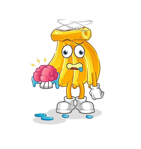 Plátano sin personaje de dibujos animados de vector de cerebro