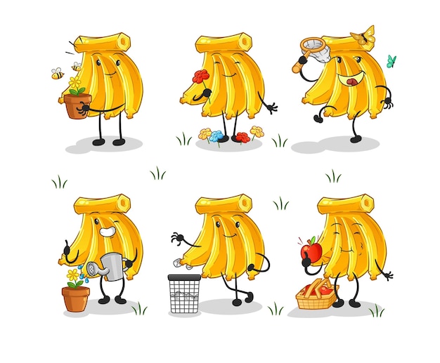 Plátano salva la mascota de dibujos animados del grupo de la tierra