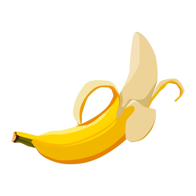 Plátano sano de cáscara amarilla Fruta vectorial aislada en estilo plano Clipart de verano para el diseño