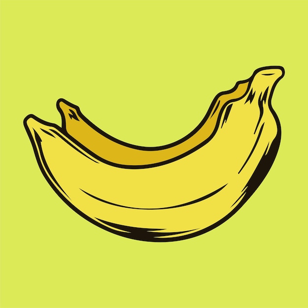 plátano, vector, mano, dibujo, fruta tropical, ilustración