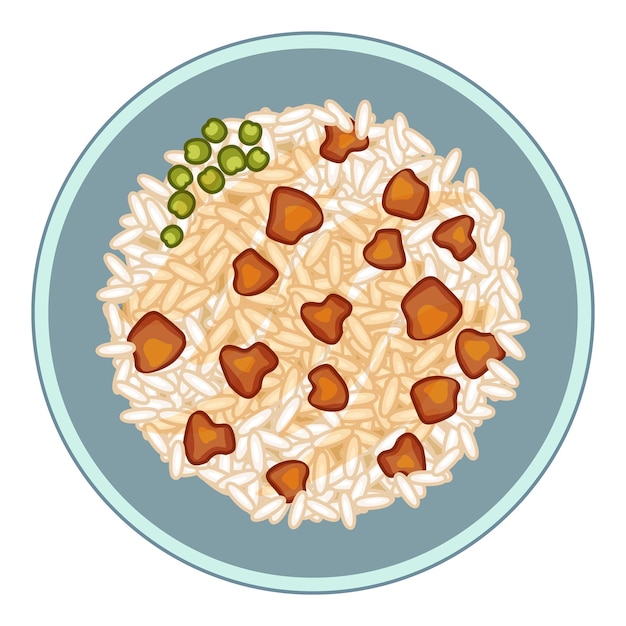 Plato al vapor de arroz cubierto de verduras y carne