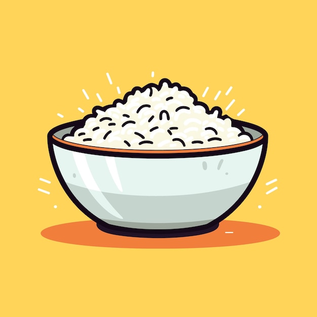 Vector un plato de arroz con arroz en él