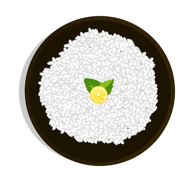 Un plato de arroz blanco. Prima vectorial