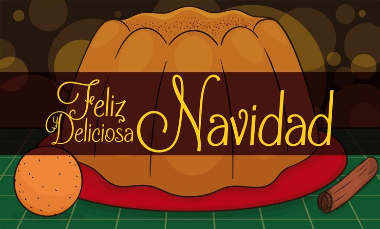 Vector plato colombiano para las vacaciones de navidad fritter redondo o crema bunuelo o natilla y rama de canela