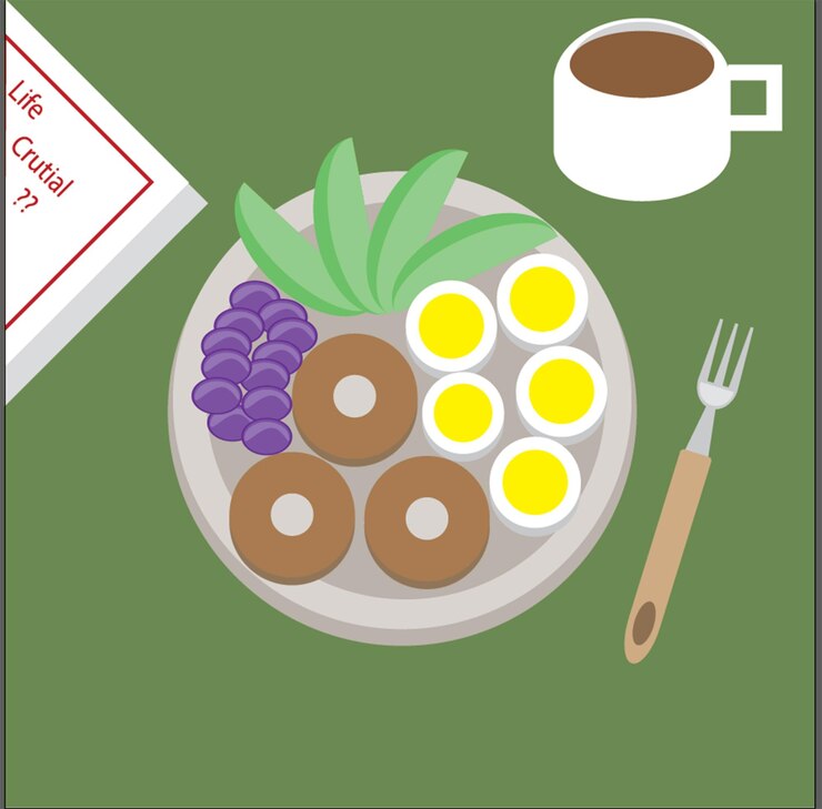 Vector un plato de comida con un cartel que dice "me encanta el café".