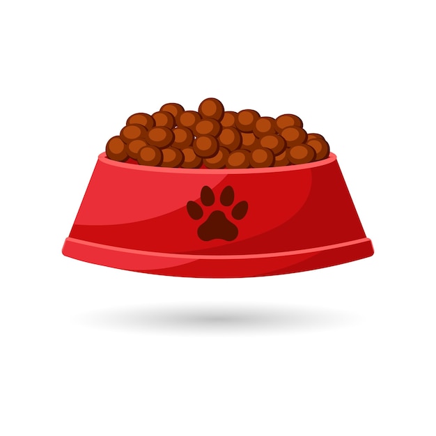 Un plato de comida para perros. Ilustración, icono, vector