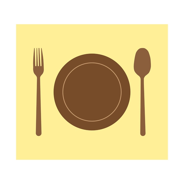 plato cuchara tenedor y cuchillo cubiertos diseño vectorial