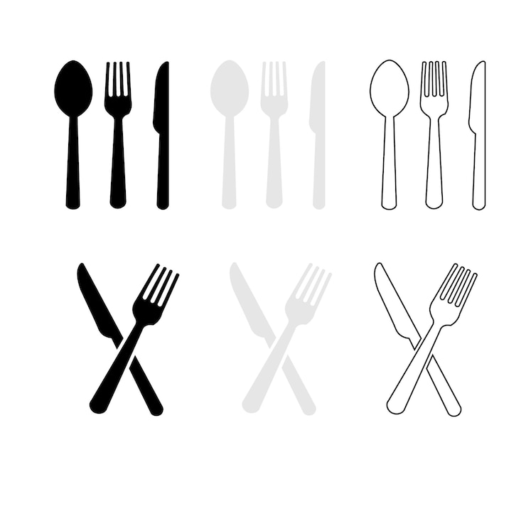 Vector plato y cuchilla de cuchillo y cuchara